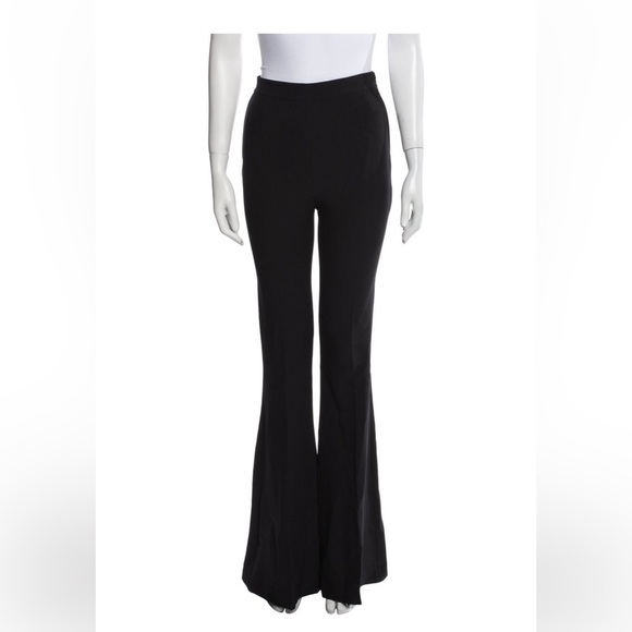 Safiyaa Black Flare Pants High-Rise Retro Style - Picture 2 of 8